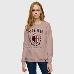 Свитшот хлопковый женский Milan: I Rossoneri, цвет: пыльно-розовый — фото 2