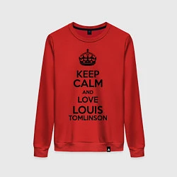 Свитшот хлопковый женский Keep Calm & Love Louis Tomlinson, цвет: красный