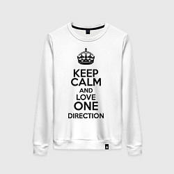 Свитшот хлопковый женский Keep Calm & Love One Direction, цвет: белый
