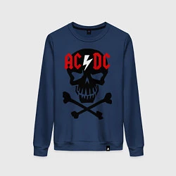 Свитшот хлопковый женский AC/DC Skull, цвет: тёмно-синий