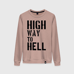 Свитшот хлопковый женский High way to hell, цвет: пыльно-розовый