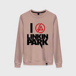 Свитшот хлопковый женский I love Linkin Park, цвет: пыльно-розовый