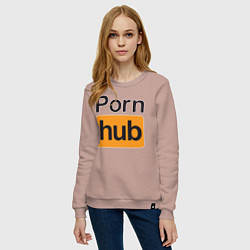 Свитшот хлопковый женский PornHub, цвет: пыльно-розовый — фото 2
