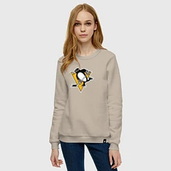 Свитшот хлопковый женский Pittsburgh Penguins: Evgeni Malkin, цвет: миндальный — фото 2