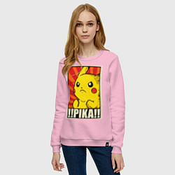 Свитшот хлопковый женский Pikachu: Pika Pika, цвет: светло-розовый — фото 2