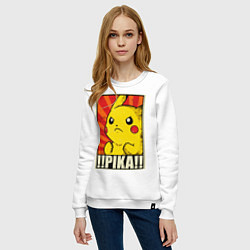 Свитшот хлопковый женский Pikachu: Pika Pika, цвет: белый — фото 2