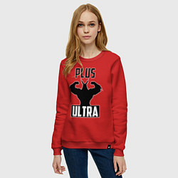 Свитшот хлопковый женский PLUS ULTRA черный, цвет: красный — фото 2