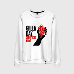 Свитшот хлопковый женский Green Day: American idiot, цвет: белый