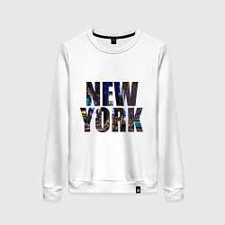 Свитшот хлопковый женский New York Streets, цвет: белый