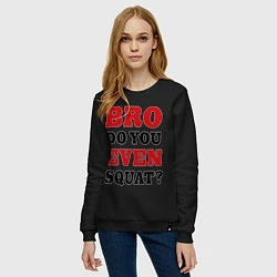 Свитшот хлопковый женский Bro, do you even squat?, цвет: черный — фото 2