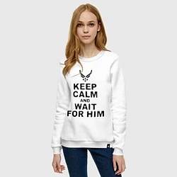 Свитшот хлопковый женский Keep Calm & Wait For Him, цвет: белый — фото 2