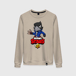 Свитшот хлопковый женский BRAWL STARS CROW, цвет: миндальный