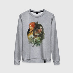 Свитшот хлопковый женский Ведьмак: Трис и Йеннифер, цвет: меланж