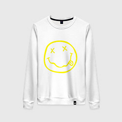 Свитшот хлопковый женский NIRVANA на спине, цвет: белый