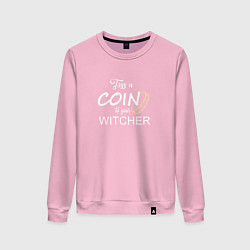 Свитшот хлопковый женский Toss a coin to your Witcher, цвет: светло-розовый