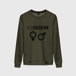 Свитшот хлопковый женский SEX EDUCATION, цвет: хаки