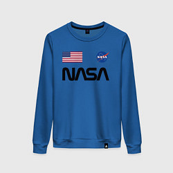 Свитшот хлопковый женский NASA НАСА, цвет: синий
