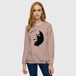 Свитшот хлопковый женский Инь-Янь Коты, цвет: пыльно-розовый — фото 2