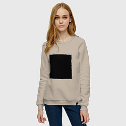 Свитшот хлопковый женский ЧЕРНЫЙ КВАДРАТ, цвет: миндальный — фото 2