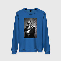 Свитшот хлопковый женский Бродский и кот, цвет: синий