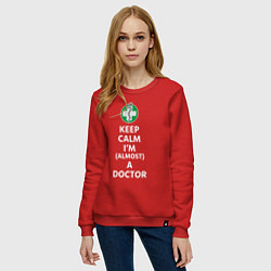 Свитшот хлопковый женский Keep calm I??m a doctor, цвет: красный — фото 2