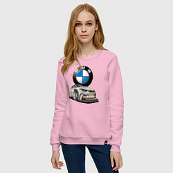 Свитшот хлопковый женский BMW оскал, цвет: светло-розовый — фото 2