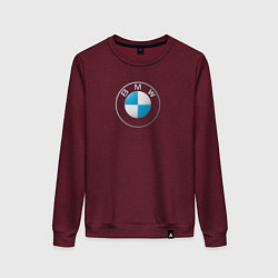 Свитшот хлопковый женский BMW LOGO 2020, цвет: меланж-бордовый