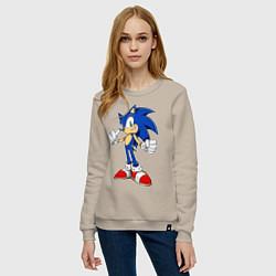 Свитшот хлопковый женский Sonic, цвет: миндальный — фото 2