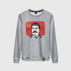 Свитшот хлопковый женский Сталин и флаг СССР, цвет: меланж