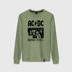 Свитшот хлопковый женский ACDC highway to hell, цвет: авокадо