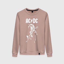 Свитшот хлопковый женский ACDC, цвет: пыльно-розовый