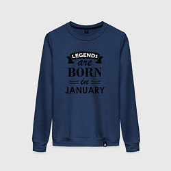 Свитшот хлопковый женский Legends are born in january, цвет: тёмно-синий