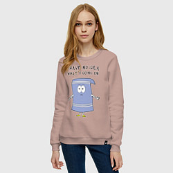 Свитшот хлопковый женский South Park, Полотенчик, цвет: пыльно-розовый — фото 2
