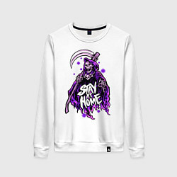 Свитшот хлопковый женский Stay Home, цвет: белый