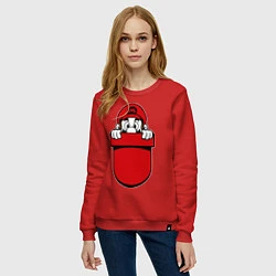 Свитшот хлопковый женский Марио в кармане, цвет: красный — фото 2