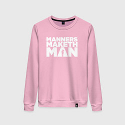 Свитшот хлопковый женский Manners maketh man, цвет: светло-розовый
