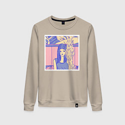 Свитшот хлопковый женский Vaporwave, цвет: миндальный