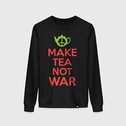 Свитшот хлопковый женский Make tea not war, цвет: черный