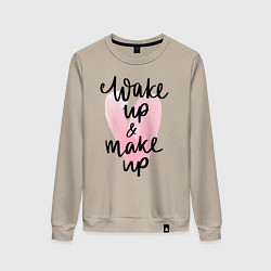 Свитшот хлопковый женский Wake up & Make up, цвет: миндальный