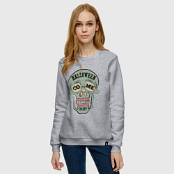 Свитшот хлопковый женский Halloween Skull Retro, цвет: меланж — фото 2