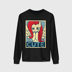 Свитшот хлопковый женский Fluttershy cute, цвет: черный