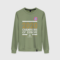 Свитшот хлопковый женский FC Bayern Munchen Champions of Europe 2020, цвет: авокадо