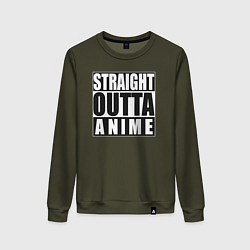 Свитшот хлопковый женский Straight Outta Anime, цвет: хаки