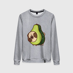 Свитшот хлопковый женский Мопс-авокадо, цвет: меланж