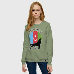 Свитшот хлопковый женский Азербайджан, цвет: авокадо — фото 2