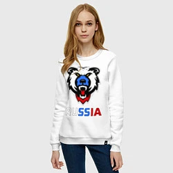 Свитшот хлопковый женский Русский медведь, цвет: белый — фото 2
