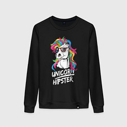 Свитшот хлопковый женский Unicorn hipster, цвет: черный