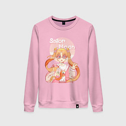 Свитшот хлопковый женский Sailor Moon Coffee, цвет: светло-розовый