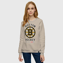 Свитшот хлопковый женский BOSTON BRUINS NHL, цвет: миндальный — фото 2