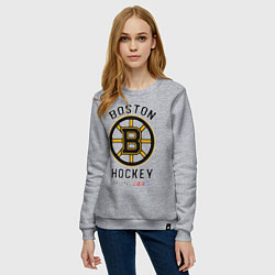 Свитшот хлопковый женский BOSTON BRUINS NHL, цвет: меланж — фото 2